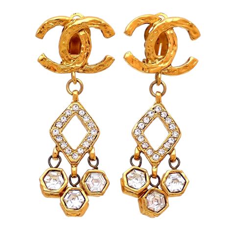 authentic Chanel logo earrings